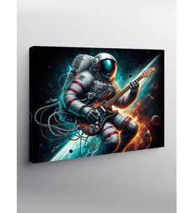 Kanvas Tablo Elektro Gitar Çalan Astronot