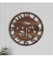 BK Gift Kişiye Özel İsimli Dekoratif 45cm Ahşap Duvar Saati-4 , Ev hediyesi , Arkadaşa Hediye , Sevgiliye Hediye
