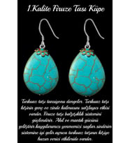 Sertifikalı Damla Kesim Iran Firuze - Turkuaz Taşı Doğal Taş Küpe - 1.kalite (Çok Renkli)