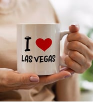BK Gift I Love Las Vegas Tasarımlı Beyaz Kupa Bardak