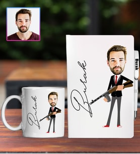 Kişiye Özel Karikatür Tasarım Defter Kalem Kupa Hediye Seti 96310