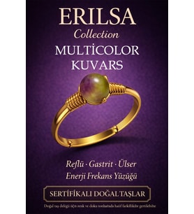 Sertifikalı Enerji Frekans Yüzüğü – Multicolor Kuvars Ayarlamalı Gold İnce Kasa İkizler Başak Balık (Çok Renkli)