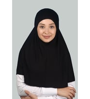 İkili Set Pratik Eşarp Hazır Türban ve Hijab Tesettür Bonesi (Siyah)