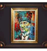 Altın Varaklı Çerçeveli Paspartulu Atatürk Tablo z4836 (Gold)