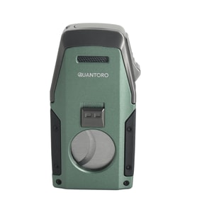 Quantoro Çift Torch Pürmüz Düz Kesici/Delicili Yeşil Metal Puro Çakmağı