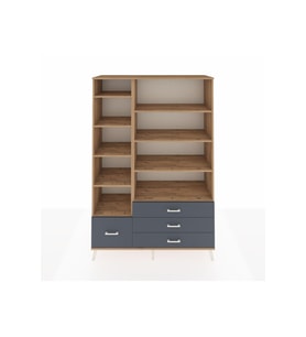 Hyperion Dolap 9 Raflı 4 Çekmeceli  132x44x195 Çam-Çam/Antrasit