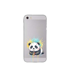 Iphone 5 ile Uyumlu Splash Panda Tasarımlı Şeffaf Silikon Kılıf