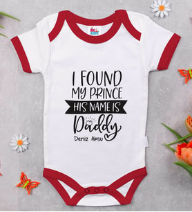 BK Kids Kişiye Özel His Name Is Daddy Tasarımlı Kırmızı Bebek Body Zıbın-1