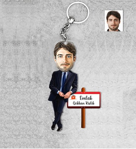 Kişiye Özel Emlakçı Erkek Ahşap Anahtarlık-2