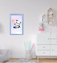 BK Home Tatlı Pandalar Tasarımlı Dekoratif Mavi Ahşap Çerçeveli Çocuk Odası Tablo-2