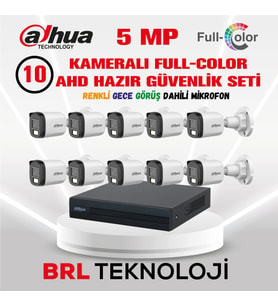 Dahua 5 MP 10 Kameralı Sesli 30 Metre Renkli Gece Görüşlü Full HD Kamera Seti