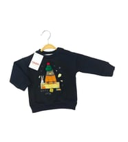 Bebek Örgü Şapkalı Ayı Baskılı Sweatshirt (Siyah)