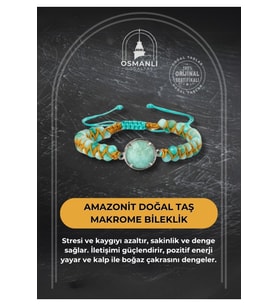 Amazonit Doğal Taş Makrome Bileklik