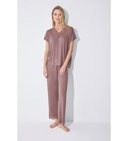 Monamise Kadın Kısa Kollu V Yakalı Dantelli Pijama Takımı 18512 