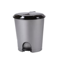 Plastik Pedallı Basmalı Kapaklı 50 Litre İç Kovalı Çöp Kutusu Kovası - Gri Gövde Siyah Kapak - 55 x 42 x 41 Cm.