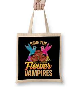 Save The Flower Vampires Adorable Hummingbird Pun Bez Çanta Uzun Saplı