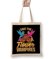 Save The Flower Vampires Adorable Hummingbird Pun Bez Çanta Uzun Saplı