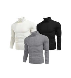 Erkek 3 Adet Kaşkorse Boğazlı Full Likralı Fitilli Slimfit Body