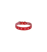 Cattie Gerçek Deriden El Yapımı Taşlı Kedi Boyun Tasması 1,5x28-32cm - Red