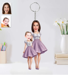 Kişiye Özel Anne Kız Kombin Anneler Günü Ahşap Anahtarlık-3