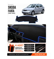SKODA FABİA (1999-2006) Uyumlu Torpido Örtüsü Torpido Kılıfı - Siyah Mavi