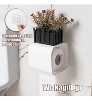 Porsima 2041 Yapışkanlı Banyo Tuvalet Kağıtlığı Wc Peçetelik Kağıtlık Tutucu Tuvalet Kağıt Organizeri Beyaz