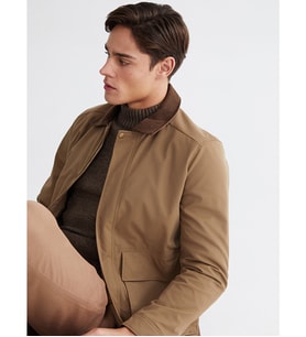 LCWAIKIKI Classic Kahverengi Kadife Yaka Gabardin Erkek Ceket