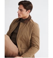 LCWAIKIKI Classic Kahverengi Kadife Yaka Gabardin Erkek Ceket