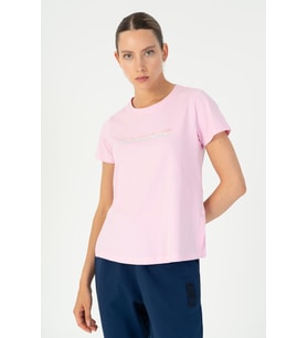 Maraton Regular Kadın Bisiklet Yaka Pembe T-shirt
