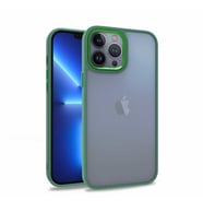 Apple iPhone 13 Pro Max Kılıf Flora Buton,Kenar Çevresi Renkli (Yeşil)