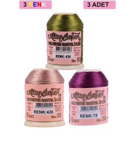 3 Adet Altınbaşak Oya ve Dantel İpi 20 gr - Royaleks - No: 426 - 078 - 434