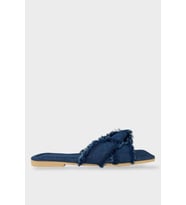 Kadın Püskül Detay Çapraz Denim Terlik LACİVERT