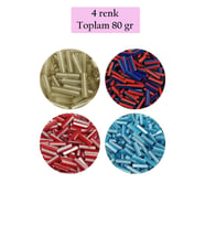 Uzun Boru Kesme Boncuk Çap 2mm Uzunluk 10 mm - 4 Renk - Toplam 80 Gram - BNC429