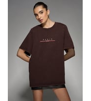 Unisex Paris Baskılı T-shirt (Kahverengi)