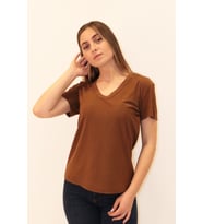 Rich Kadın Organik V Yaka T-shirt %100 Pamuk Tişört