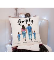 Aile Temalı Baskı Yastık Kişiye Özel