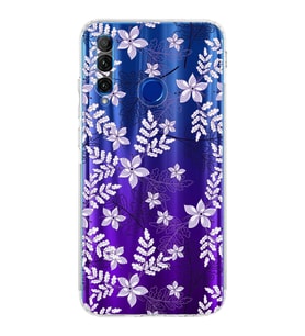 PrintiFy Huawei Honor 20 Lite Uyumlu Kamera Korumalı Floral Lila Tasarımlı Şeffaf  Kılıf
