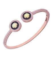 Sarı Taşlı Rose Gold Kelepçe Gümüş Bileklik 14 Gr
