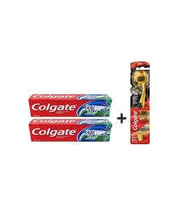 Colgate Üçlü Etki Diş Macunu 2'li Paket 100 Ml + 1 Adet 360 Gold Siyah Diş Fırçası