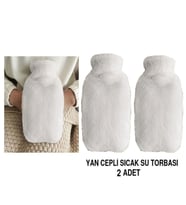 SICAK SU TORBASI 2 ADET,YAN CEPLİ BEYAZ PELUŞ TERMOFOR 27x17x2cm  750ml