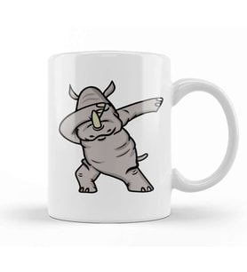 Dabbing Rhino Rhinoceros Dab Animal Kupa Bardak Porselen