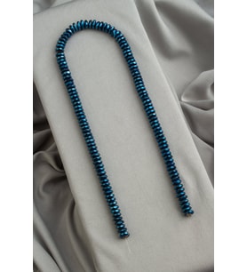Hematit Doğal Taş Parlak Mavi Fasetli Rondela Kesim 8x3mm Dizi