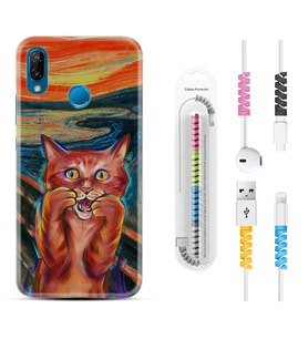 Huawei P20 Lite Mate 10 20 Lite Pro P40 Lite KılıfKablo Koruma Spiral Silikon Tablo Cat 1788
