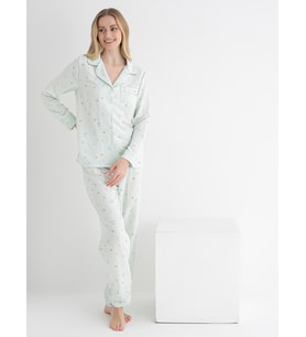 Dofi Kadın Desenli S-XL Pijama Takımı - Yeşil