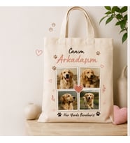 Evcil Hayvan Fotoğraflı Ham Bez Çanta, Kedi Köpek Resimli Kişiye Özel Bez Çanta