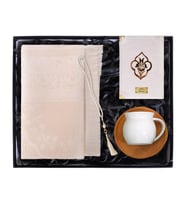 Kişiye Özel Krem Kuranı Kerim & Seccade & İnci Tesbih & Siyah Kahve Fincanı