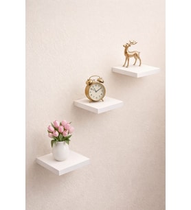 3'lü Uçan Duvar Rafı Set Gizli Raf- Beyaz 15x15