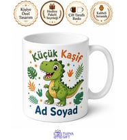 Dinozorlu İsim Yazılı Erkek Çocuk Kupası Özel Baskılı Hediye Bardak