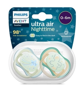 Philips Avent Ultra Air Night Karanlıkta Parlar Gece Emziği 0-6 ay Erkek SCF376/18 (Çok Renkli)
