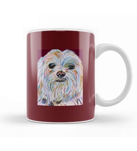Maltese Dog Kupa Bardak Porselen
